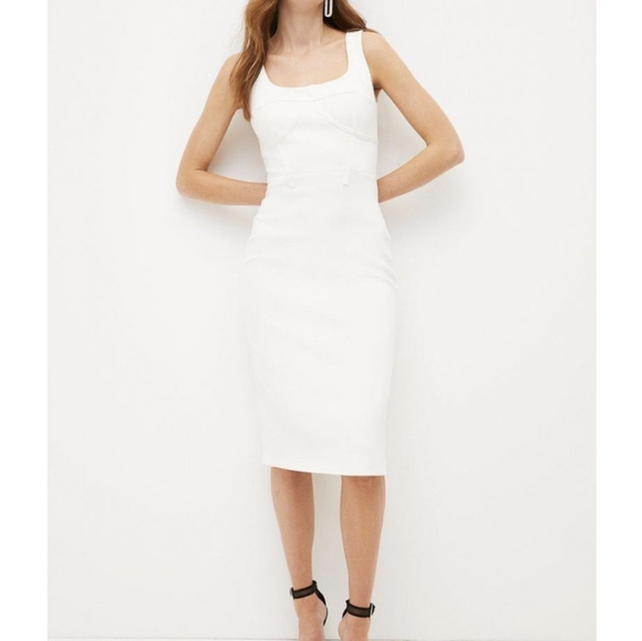 NWT KAREN MILLEN ITALIAN STRUCTURED WHITE DRESS - Picture 1 of 12